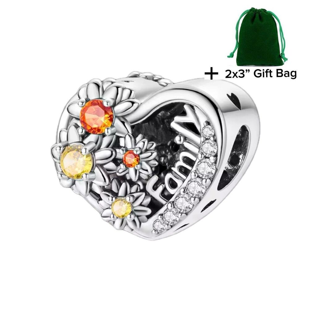 Family Heart Bracelet Charm Bead | 925 Silver | Brand New